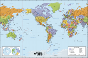 North America Centered World Wall Map