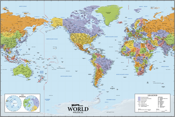 North America Centered World Wall Map Maps.com