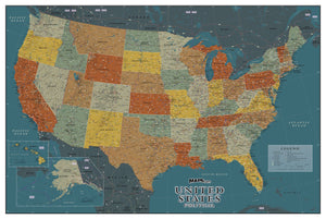 USA Political Wall Map - New Century Style