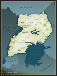 Uganda Executive Style Wall Map