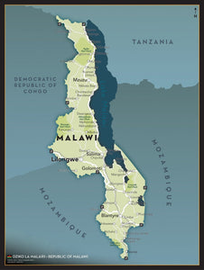 Malawi Executive Style Wall Map