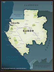 Gabon Executive Style Wall Map