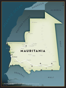 Mauritania Executive Style Wall Map