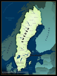 Sweden Executive Style Wall Map