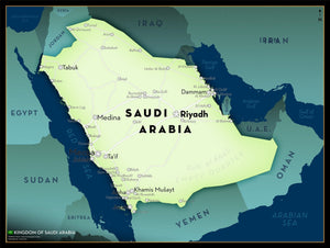Saudi Arabia Executive Style Wall Map