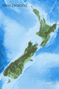 New Zealand's Diverse Terrain Wall Map