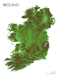 Ireland's Rugged Landscape in Emerald - Wall Map