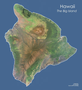 Hawaii, The Big Island Satellite Image Wall Map