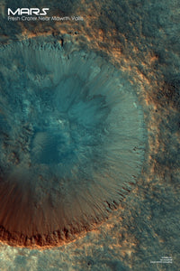 Mars, Fresh Crater Satellite Image Wall Map