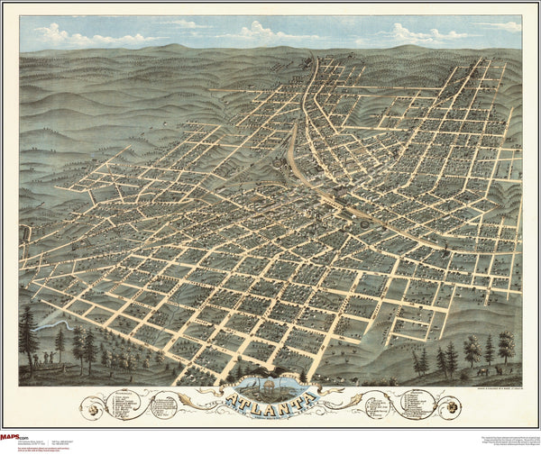 Atlanta Antique Wall Map Maps.com