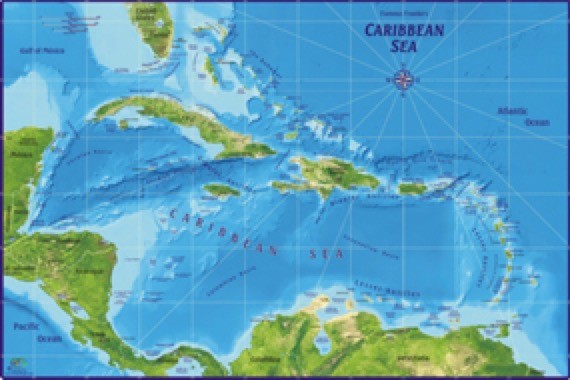 Caribbean Sea Wall Map Maps.com