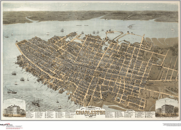 Charleston Antique Wall Map Maps.com