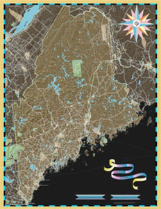 Maine Deco Wall Map
