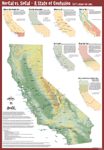 Nor Cal vs. So Cal - A State of Confusion- Wall Map