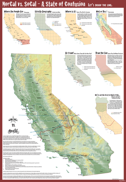 Nor Cal vs. So Cal - A State of Confusion- Wall Map Maps.com
