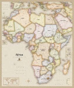 Antique Style Africa Wall Map