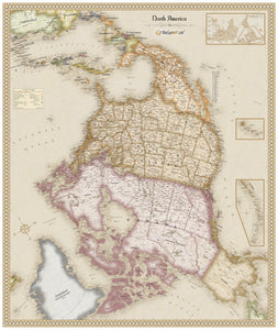Upside Down Antique North America Wall Map