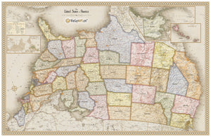 Antique Upside Down USA Wall Map