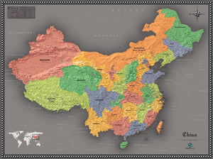 Contemporary China Wall Map