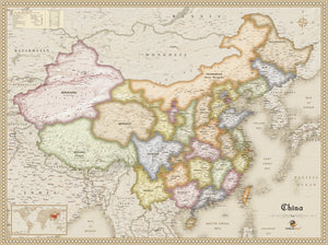 Antique Style China Wall Map