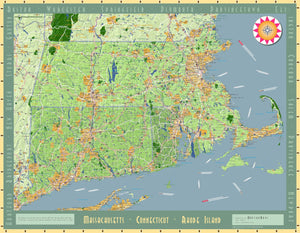 Massachusetts, Connecticut and Rhode Island Exposition Wall Map