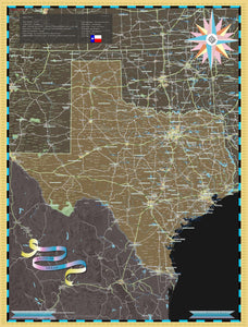 Texas Deco Wall Map