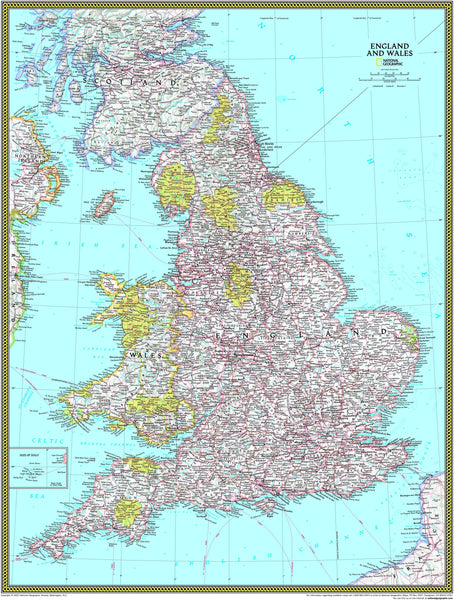 National Geographic England and Wales Wall Map Maps.com