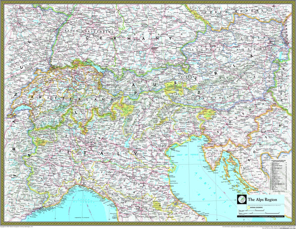 National Geographic The Alps Region Wall Maps.com