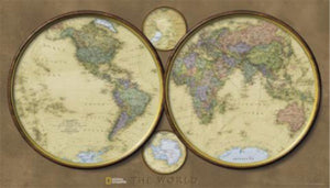 National Geographic World Hemispheres Wall Map