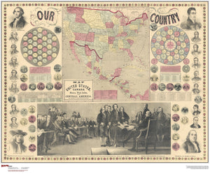 North America Antique Wall Map 1859