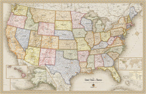 Antique Style USA Wall Map