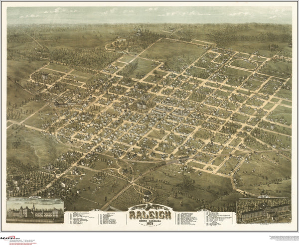 Raleigh Antique Wall Map Maps.com