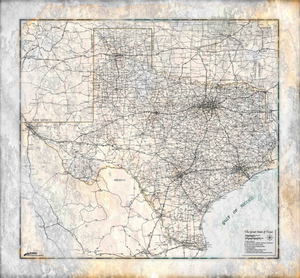 Rustic Antique Texas Wall Map