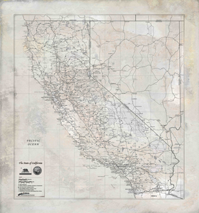 Rustic California Wall Map
