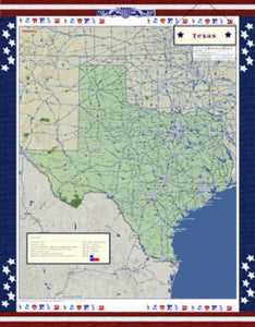 Texas Americana Wall Map