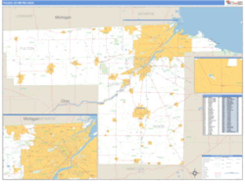 Toledo, Ohio Metro Area Wall Map Market Maps (IDI)