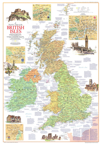 Travelers Map Of The British Isles Map 1974 Side 1 Maps.com