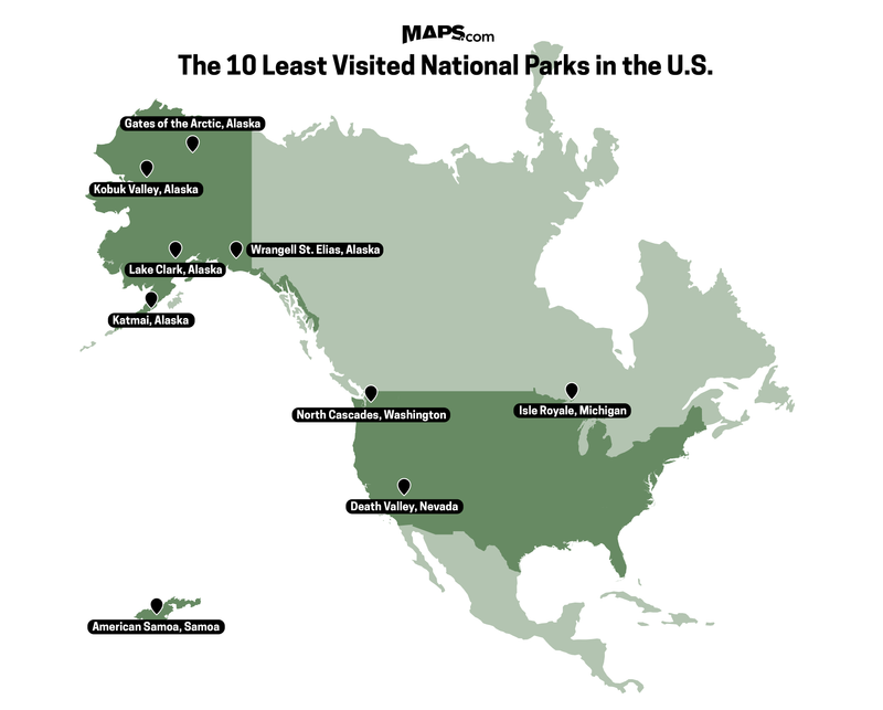 The-10-Least-Visited-National-Parks-in-the-U.S. Map Geek