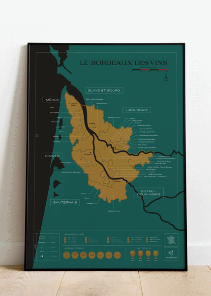 Scratch-Off Wine Map - Bordeaux (Le Bordeaux des Vins) 1020 Dégustations