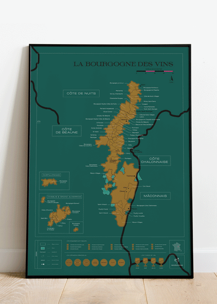 Scratch-Off Wine Map - Burgundy (La Bourgogne Des Vins) 1020 Dégustations