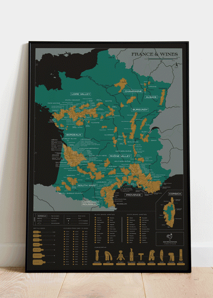 Scratch-Off Wine Map - France 1020 Dégustations