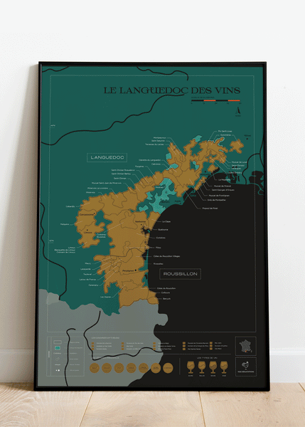 Scratch-Off Wine Map - Languedoc (Le Languedoc des Vins) 1020 Dégustations