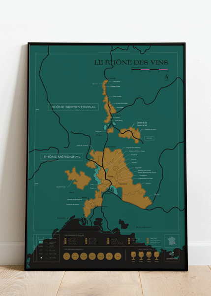 Scratch-Off Wine Map - Rhône Valley (Le Rhône des Vins) 1020 Dégustations