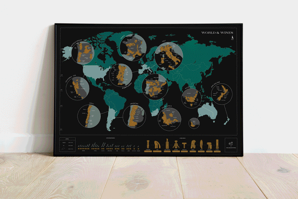 Scratch-Off Wine Map - World 1020 Dégustations