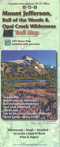 Mount Jefferson, Bull of the Woods & Opal Creek Wilderness Trail Map Adventure Maps