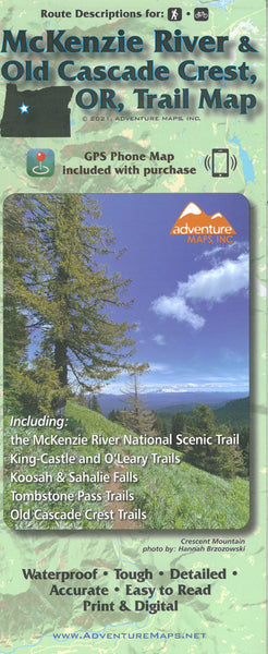 McKenzie River & Old Cascade Crest, OR, Trail Map Adventure Maps