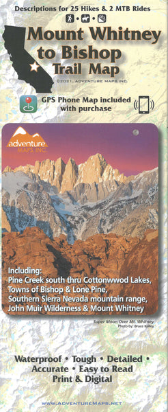 Mount Whitney to Bishop Trail Map Adventure Maps