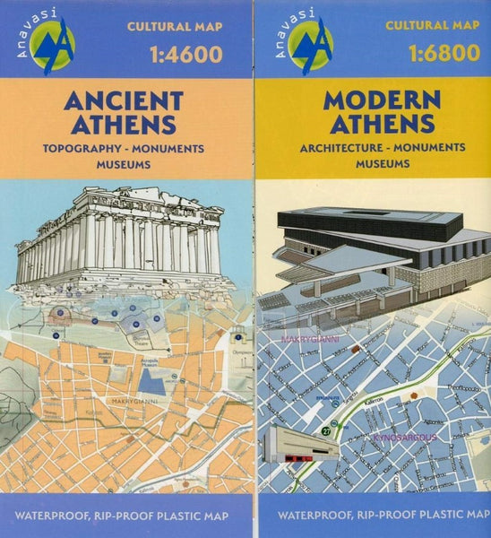 Ancient-Modern Athens Cultural Map Set Anavasi Editions