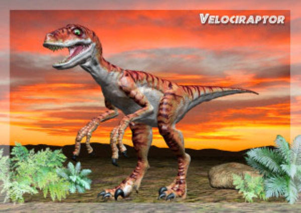 Velociraptor 3D Postcard Authentic Cards