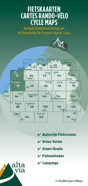 Cycle Maps - Belgium - N-France Nord - Lux - 3A Calais - 3B Le Touquet Alta Via